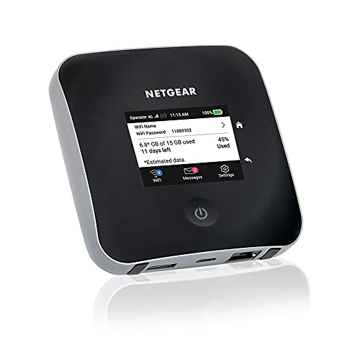NETGEAR Mobiler WLAN Router mit SIM Karte | 4G LTE | bis 2000 MBit/s Download-Speed | Hotspot für 20 Geräte | LTE Cat20 | für jede SIM-Karte freigeschaltet | Nighthawk MR2100 von Netgear
