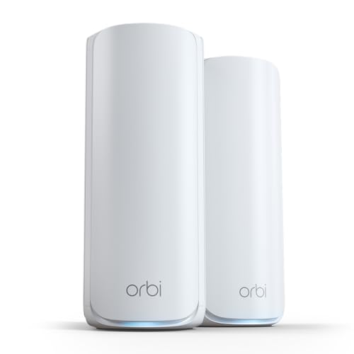 NETGEAR Orbi 770 Serie Quad-Band WiFi 7 Mesh-Netzwerksystem (RBE772) Router mit 1 Satelliten-Repeater Abdeckung von bis zu 360 m², 100 Geräten 2,5-Gig-Internetanschluss (bis zu 11 GBit/s) von Netgear