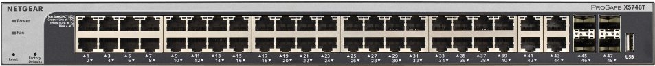 NETGEAR ProSAFE XS748T - Switch - L3 Lite - Smart - 44 x 10GBase-T + 4 x 10 Gigabit SFP+ - Desktop, an Rack montierbar (XS748T-100NES) von Netgear