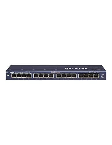 Netgear GS116GE Switch 16 Port Gigabit Ethernet LAN Switch (Plug-and-Play Netzwerk Switch, lüfterlos, robustes Metallgehäuse, ProSAFE Lifetime-Garantie) von Netgear