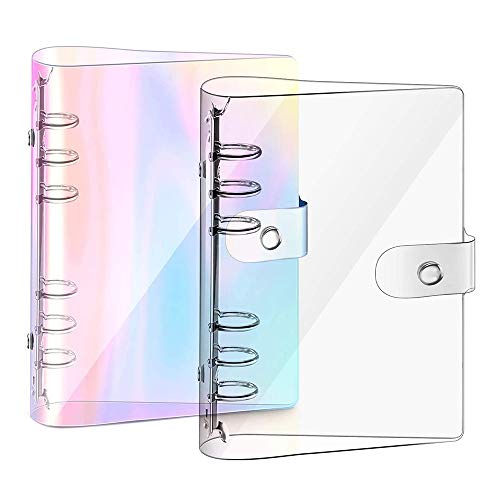 Netoches 2 StüCk A6 6-Ring Regenbogen Klar PVC Binder Deckel NachfüLlbarer Notizbuch Binder Schutz Lose Blatt Planer Binder Deckel Mehrfarbig von Netoches