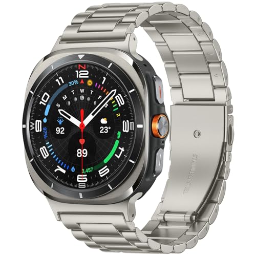 Netolo Kompatibel mit Samsung Galaxy Watch Ultra Armband 47mm, Extra Lange Edelstahl Metall Ersatzband für Samsung Galaxy Watch 7 Ultra Armband 47 mm, Titan von Netolo