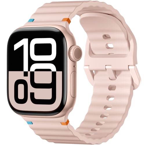 Netolo Sportarmband Kompatibel mit Apple Watch 10 Armband 46mm 44mm 45mm 49mm 42mm, Weiches Silikon Ersatz Armbänder Kompatibel mit iWatch SE Series 10 9 8 7 6 5 4 3 2 1 Ultra Herren Damen von Netolo