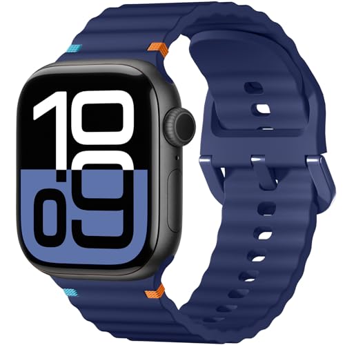 Netolo Sportarmband Kompatibel mit Apple Watch Armband 40mm 41mm 42mm 38mm, Weiches Silikon Ersatz Armbänder Kompatibel mit iWatch SE Series 10 9 8 7 6 5 4 3 2 1 Herren Damen von Netolo