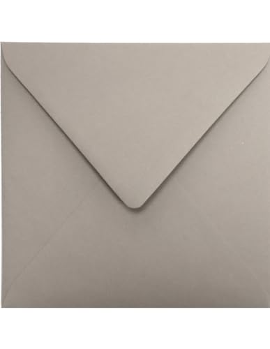 Netuno 100 quadratische Briefumschläge Grau 155 x 155 mm 120g Materica Clay schöne Briefhüllen quadratisch umweltfreundlich Einladungs-Umschläge Hochzeit Weihnachten Geburtstag elegante Kuverts von Netuno