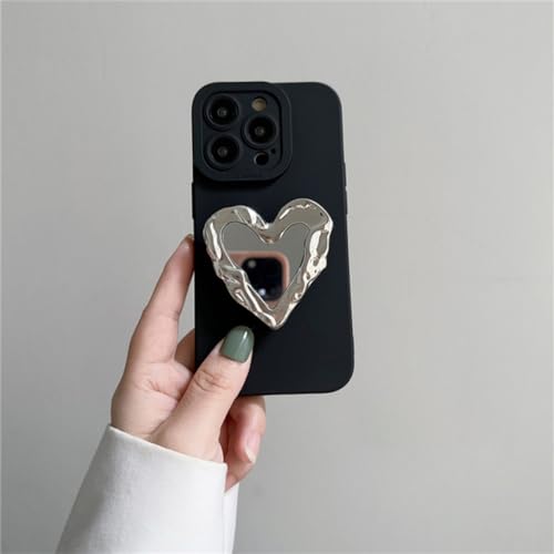 NevStp Love Heart Ringhalter Ständer Handyhülle für iPhone 14 15 Pro Max 12 13 Pro 11 8 Plus XS XR Beschichtung Weiche Rückseite, Schwarz, für iPhone X XS von NevStp