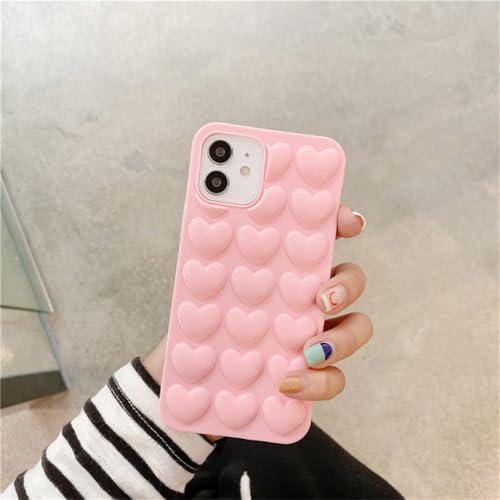 NevStp Love Heart Roségold-Telefonhülle für iPhone 11 15 Pro Max 12 Pro 13 14 XS 7 8 Plus Stoßfeste Beschichtungsabdeckung, Pink, für iPhone 15 von NevStp