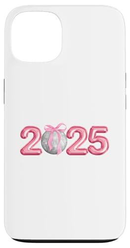 Hülle für iPhone 13 Happy New Year 2025 Discokugel Rosa Kokette Schleife Matching von New Years Eve 2025 Pink Coquette Bows