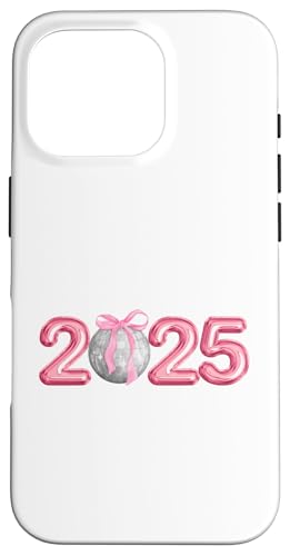 Hülle für iPhone 16 Pro Happy New Year 2025 Discokugel Rosa Kokette Schleife Matching von New Years Eve 2025 Pink Coquette Bows