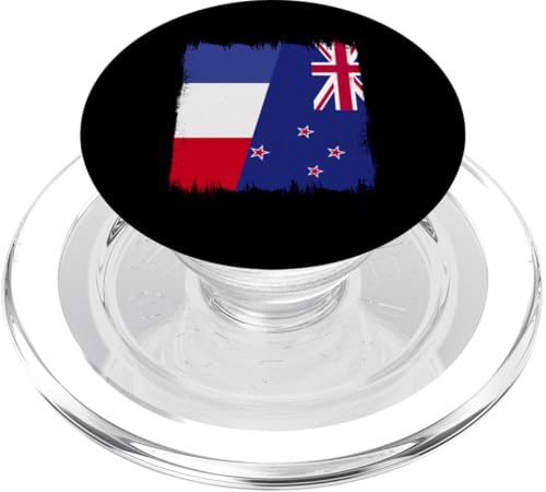 Frankreich Neuseeland Halbflagge Französisch Neuseeland Freundschaft PopSockets PopGrip für MagSafe von New Zealand Flag Design Love Aotearoa NZ Roots