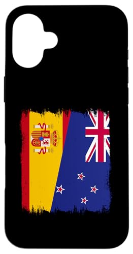 Hülle für iPhone 16 Plus Spanien Neuseeland Halbflagge Spanien Neuseeland Spanien NZ Freundschaft von New Zealand Flag Design Love Aotearoa NZ Roots