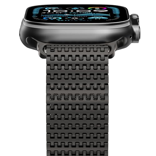 NewWays Milanese Armband Kompatibel mit Apple Watch 49mm 46mm 45mm 44mm 42mm(Seire 3 2 1), Edelstahl Magnetic Metall Ersatzarmband für iWatch Ultra 2/Ultra Series 10 9 8 7 6 SE 5 4 3 2 1,Schiefer von NewWays