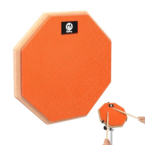 Newellsail Schlagzeug Übungspad 8 Zoll Schlagzeug-Pad Gummi Dumb Drum Practice Pad mit Holzsockel für Schlagzeuger Anfänger Orange von Newellsail