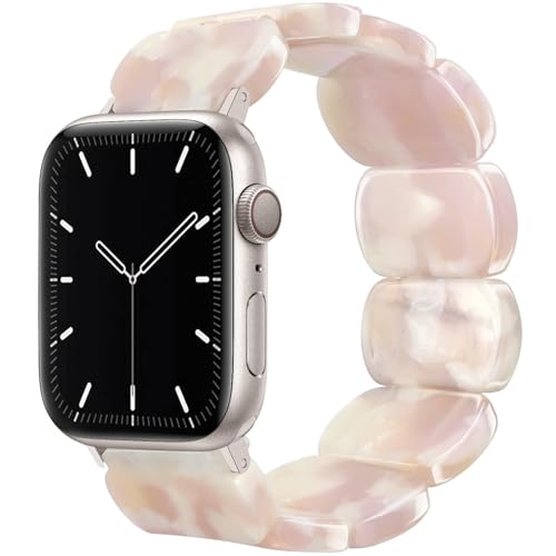 Newlibery Harz Armband Kompatibel mit Apple Watch Armband 38mm 40mm 41mm 42mm (Series 10) für Damen Herren, Schick Elastisches Mode Ersatzarmband für iWatch Series 10 9 8 7 6 5 4 3 2 1 Ultra SE von Newlibery