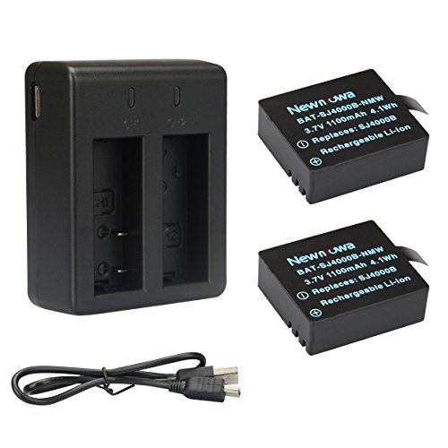 Newmowa® 1100mAh Ersatz Akku (2-Pack) und tragbar Mini USB Ladegerät Kit für SJ4000,SJ5000,SJ6000,SJ7000,SJ8000,SJ9000 SJCAM Sport-Kamera,YI 4K Discovery Version von Newmowa