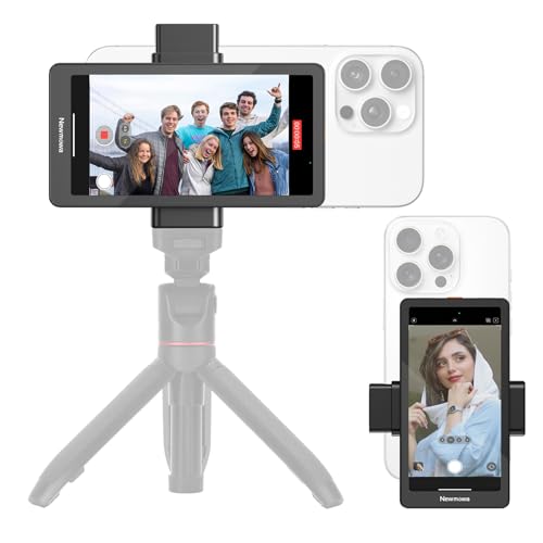 Newmowa 4,95 Zoll Telefon Vlog Selfie Monitor Bildschirm, kabelgebundene 4K 30fps und kabellose 1080P Aufnahme, Rückkamera Zubehör für Teleprompter Livestream Selfie Vlog TikTok, kompatibel mit iPhone von Newmowa