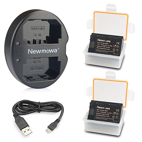 Newmowa Ersatz Akku NP-FZ100 (2er Pack) und tragbar Micro USB Ladegerät Kit für Sony NP-FZ100,BC-QZ1 und Sony a1,Sony a6600,Alpha 9,A9,Alpha 9R,A9R,Alpha 9S,A7RIII,A7R3,a7 III von Newmowa