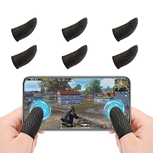 Newseego PUBG Mobile Game Finger Sleeve[6 Pack], Touchscreen Fingerhülse Atmungsaktiv Ultradünn Anti-Sweat Fingerset Empfindliche Shoot-&Ziel-Tasten für Überlebensregeln/Knives Out für Android & IOS von Newseego