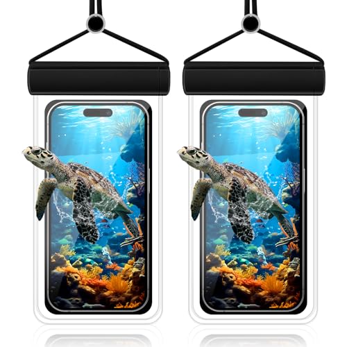 Newthinking Wasserdicht Handyhülle,2 Stück/7.2 Zoll Unterwasser Handyhülle für Schwimmen, Handy wasserdichte Hülle für iPhone 15 Pro Max 14 13 12 11 X XS Pro Max Galaxy S23 S22 (Schwarz) von Newthinking