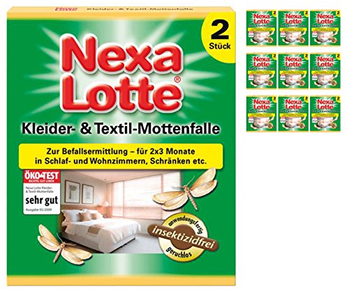 10 x 2 (20 Stk) Nexa Lotte Kleider- & Textil-Mottenfalle insektizidfrei von Nexa Lotte
