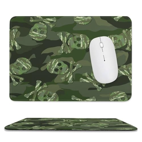 Mauspad, Camouflage-Totenkopf-Druck, quadratisch, klein, rutschfeste Gummiunterseite für Computer- und Laptop-Schreibtischzubehör von Niapessel