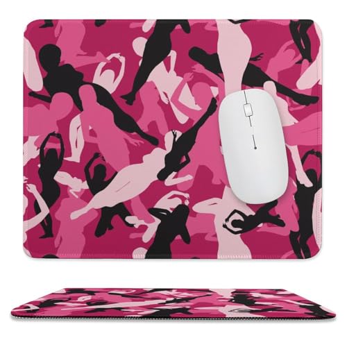 Mauspad, sexy Frauen-Pose, Camouflage, bedruckt, quadratisch, klein, rutschfeste Gummiunterseite für Computer und Laptop, Schreibtischzubehör von Niapessel