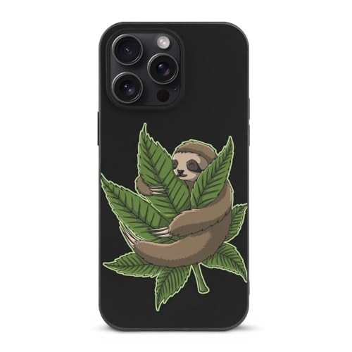 Niapessel Kompatibel mit iPhone 15 Pro Max Hülle, Faultier Hug Weed Print Stoßfest Schutzhülle Slim Thin Cover TPU für Damen Herren Jungen Mädchen von Niapessel