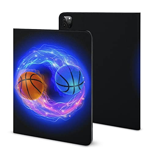 Schutzhülle für iPad 9. Generation, iPad Air 5. Generation, Basketball Flammen Lichter, Druck, iPad Pro 11 Zoll, iPad Hülle 10.2 Hülle 10.9 Hülle mit Stifthalter & Ständer (TPU-Leder) von Niapessel