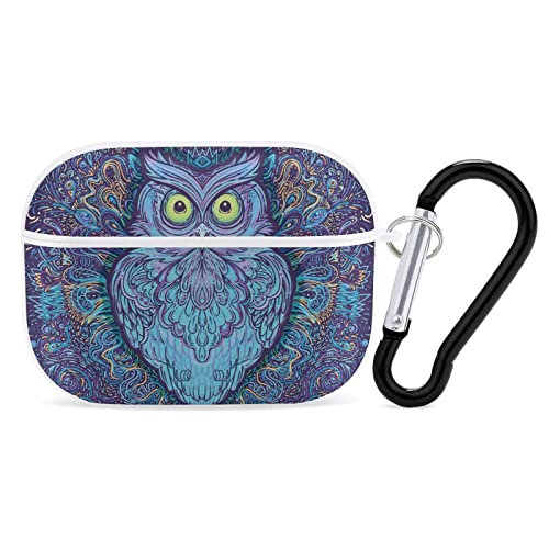 Trippy Owl Schutzhülle für Apple AirPods Pro 2. / 1. Generation mit psychedelischem Mandala-Druck, mit Schlüsselanhänger, vollständiger Schutz, langlebig, stoßfest, kabellos, Polycarbonat, Hartschale von Niapessel