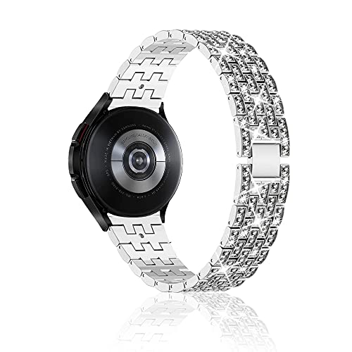 Niboow 20mm Armband für Samsung Galaxy Watch 6 Classic 43mm 47mm/Watch 6 40mm 44mm/Watch 5 40mm 44mm, Diamant Uhrenarmband für Amazfit GTR Mini/GTS 4/GTS 4 Mini/Bip 3 Pro/Bip 3/GTS 3/GTS 2e -Silber von Niboow