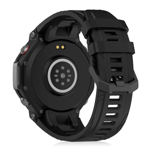 Niboow Armband Kompatibel mit Amazfit T-Rex 3, Silikon Einstellbar Sport Ersatzband, Weich Herren Damen Uhrenarmband Kompatibel mit Amazfit T-Rex 3 - Schwarz von Niboow