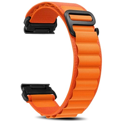 Niboow QuickFit 22mm Armband für Garmin Fenix 8 47mm/Fenix 7 Pro Solar/Fenix 7/Fenix E 47mm/Epix 2 Pro 47mm, Nylon G-Haken Ersatzarmbänder für Garmin Fenix 6 GPS/Fenix 6 Pro GPS/Fenix 5 Plus - Orange von Niboow