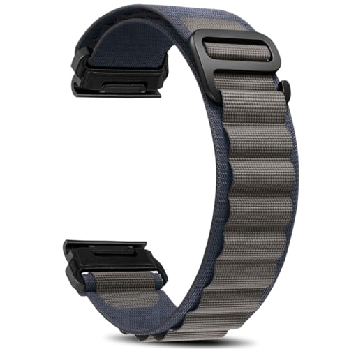 Niboow QuickFit 26mm Armband für Garmin Fenix 8 51mm/Fenix 7X Pro Solar/Fenix 7X/Fenix 6X/Fenix 6X Pro/Fenix 5X/Fenix 5X Puls, Nylon G-Haken Ersatzarmbänder für Garmin Enduro 3/Epix 2 Pro 51mm - Blau von Niboow