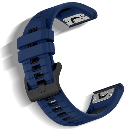 Niboow QuickFit 26mm Armband für Garmin Fenix 8 51mm/Fenix 7X Pro Solar/Fenix 7X/Fenix 6X/Fenix 6X Pro/Fenix 5X/Fenix 5X Puls, Silikon Ersatzarmbänder für Garmin Enduro 3/Epix 2 Pro 51mm- Blau/Schwarz von Niboow