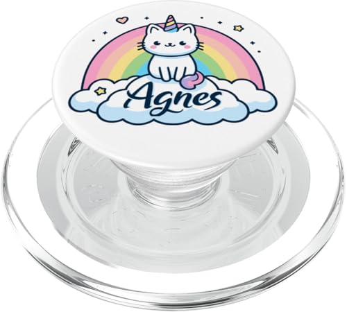 Agnes Name Vorname Niedliches Katzeneinhorn Regenbogen PopSockets PopGrip für MagSafe von Niedliche Katzen Personalisierte Namensgeschenke