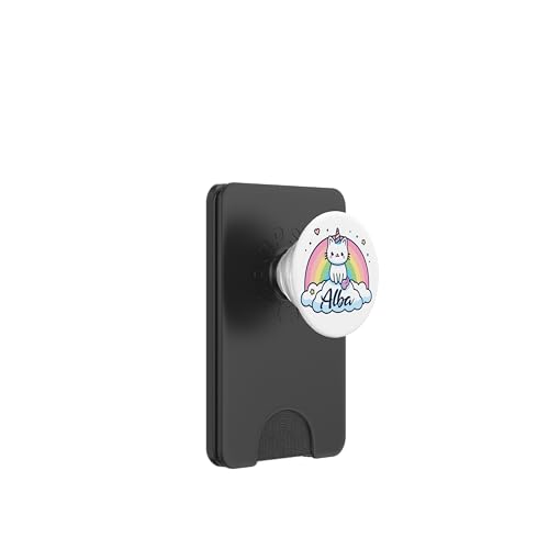 Alba Name Vorname Niedliches Katzeneinhorn Regenbogen PopSockets PopWallet für MagSafe von Niedliche Katzen Personalisierte Namensgeschenke