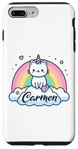 Hülle für iPhone 7 Plus/8 Plus Carmen Name Vorname Niedliches Katzeneinhorn Regenbogen von Niedliche Katzen Personalisierte Namensgeschenke