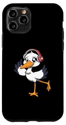 Storch Musik hören Kopfhörer Tanzen Hülle für iPhone 11 Pro von Niedliche Störche Exotische Silhouette Tiere