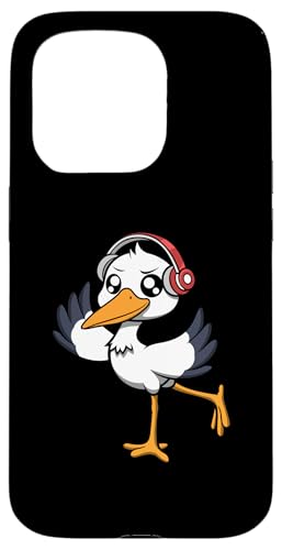 Storch Musik hören Kopfhörer Tanzen Hülle für iPhone 15 Pro von Niedliche Störche Exotische Silhouette Tiere