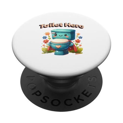 Niedliche Superhelden Toilette Klo Held Bad Superheld PopSockets Klebender PopGrip von Niedliche Toiletten Helden Kloset Toilet