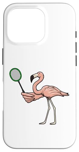 Flamingo Badminton Spieler Niedliche Hobby Vögel Hülle für iPhone 16 Pro von Niedlicher Flamingo Exotische Silhouette Tiere