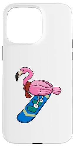 Flamingo Snowboarding Wintersport Hobby Hülle für iPhone 15 Pro Max von Niedlicher Flamingo Exotische Silhouette Tiere