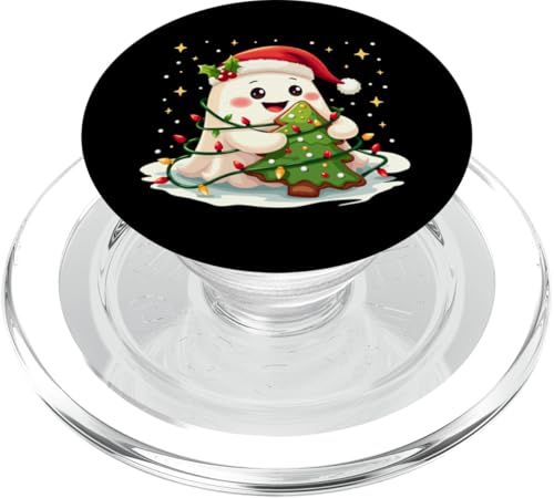 Niedliche Weihnachtsgeister, festliche Weihnachtsbeleuchtung PopSockets PopGrip für MagSafe von Niedlicher Weihnachtsgeist-Feiertagsspaß