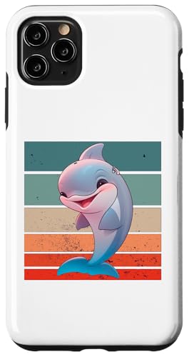 Hülle für iPhone 11 Pro Max Niedliches Delphin-Cartoon-Hörgerät animiertes Meerestier von Niedliches Delphin-Cartoon-Hörgerät, animiertes