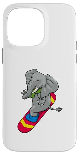 Hülle für iPhone 14 Pro Max Elefant Snowboarding Wintersport Ski von Niedliches Hobby Wildtiere Dschungeltiere