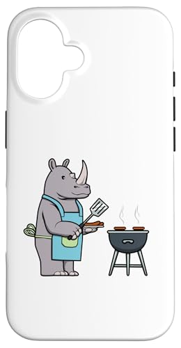 Hülle für iPhone 16 Rhino Grill Nashorn Dschungeltiere Barbecue von Niedliches Hobby Wildtiere Dschungeltiere