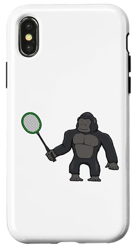 Hülle für iPhone X/XS Gorilla Monkey Badminton Spieler Hobby Sport von Niedliches Hobby Wildtiere Dschungeltiere