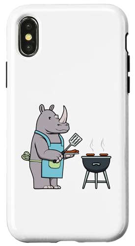 Hülle für iPhone X/XS Rhino Grill Nashorn Dschungeltiere Barbecue von Niedliches Hobby Wildtiere Dschungeltiere