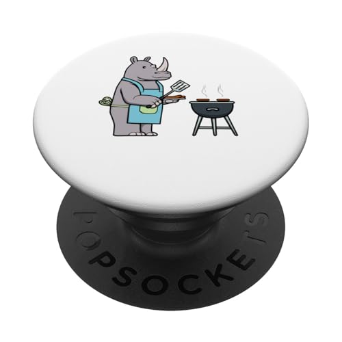 Rhino Grill Nashorn Dschungeltiere Barbecue PopSockets Klebender PopGrip von Niedliches Hobby Wildtiere Dschungeltiere