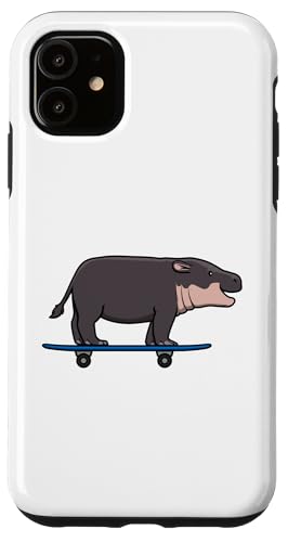 Hülle für iPhone 11 Nilpferd Wildlife Tier Skateboarding Skater von Niedliches Nilpferd Waldtier Zitate